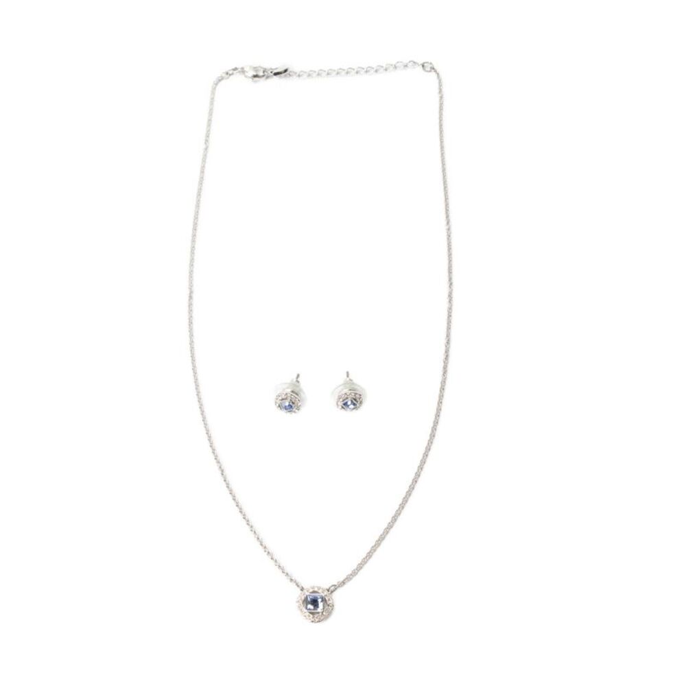 Swarovski Womens Silver Tone Crystal Una Angelic Earring + Necklace Set NWOT